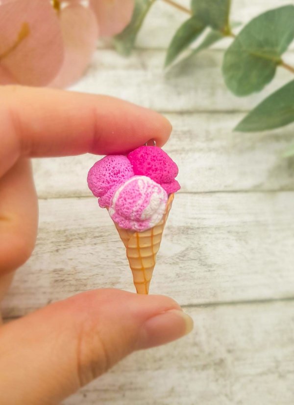 Miniatur Eiscreme Charm Anhänger aus Fimo Geschenkidee