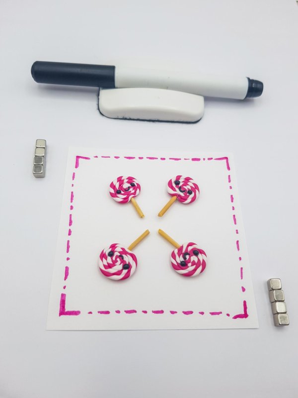 Kawaii Lolly Magnet Set aus Polymer Clay Fimo