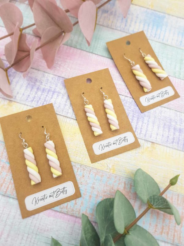 Marshmallows Ohrringe aus Fimo super als Geschenk