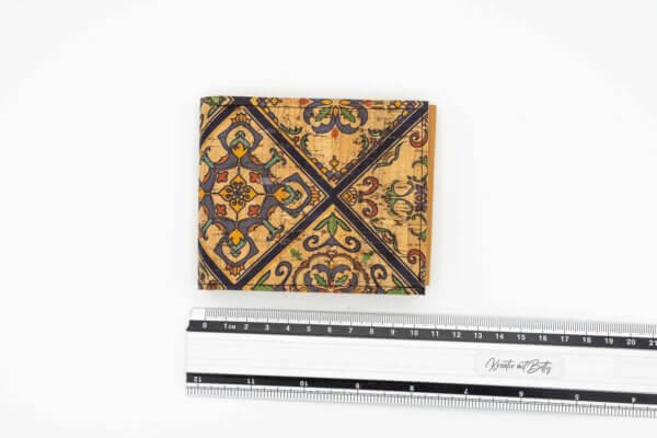 vegane geldboerse aus papierleder snappap und Kork mit Azulejos Muster