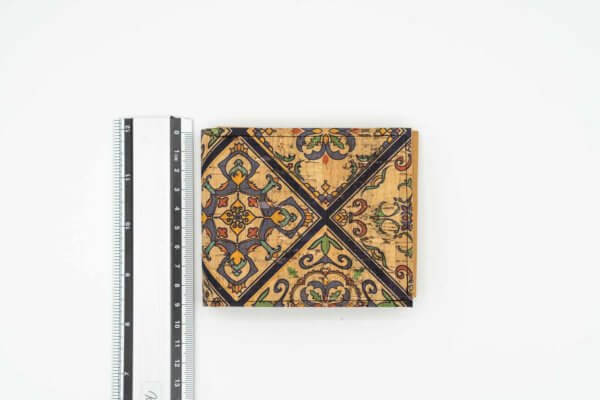 vegane geldboerse aus papierleder snappap und Kork mit Azulejos Muster