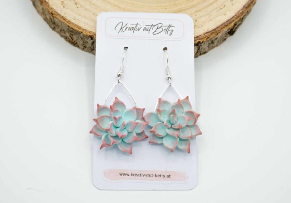 Sukkulenten Ohrringe aus Polymer Clay Schmuck für Pflanzenliebhaber