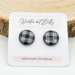 ohrringe polymer clay fimo epoxidharz resin schwarz weiß kariert