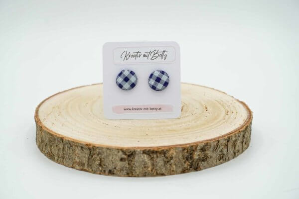 ohrringe polymer clay fimo epoxidharz resin dunkelblau weiß kariert