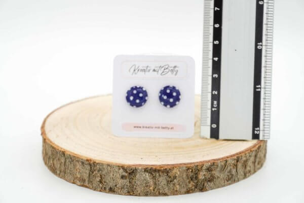 ohrringe polymer clay fimo epoxidharz resin dunkelblau mit weißen punkten