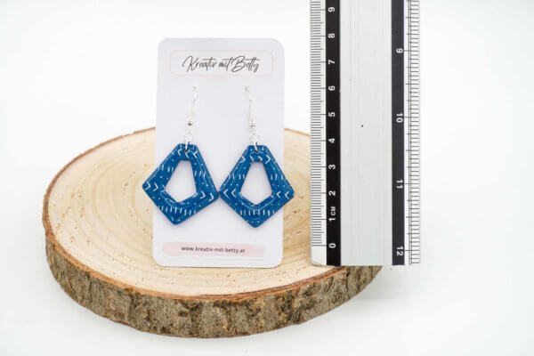ohrringe polymer clay fimo epoxidharz resin blau it weißem muster