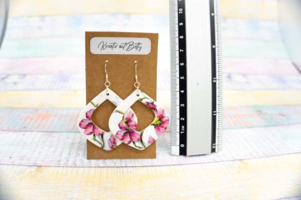 Aquarell Watercolor Kirschblüten Ohrringe Schmuck weiß rosa aus Polymer Clay