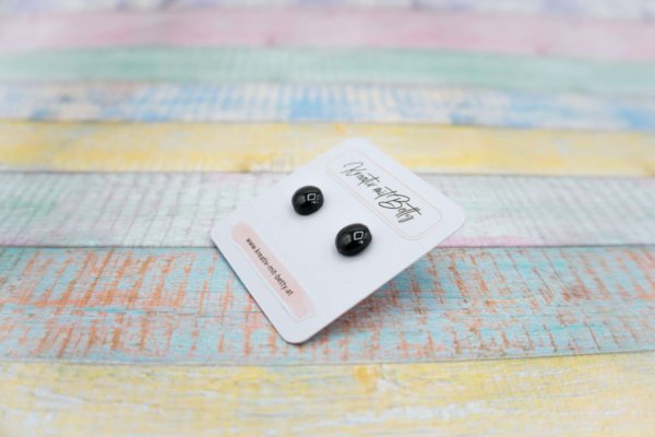 kleine mini Ohrstecker schwarz
