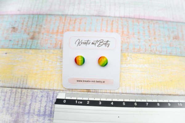 kleine mini Ohrstecker bunt gestreift in rot gelb grün