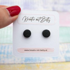 kleine mini Ohrstecker schwarz matt strukturiert