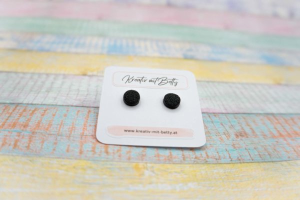 kleine mini Ohrstecker schwarz matt strukturiert