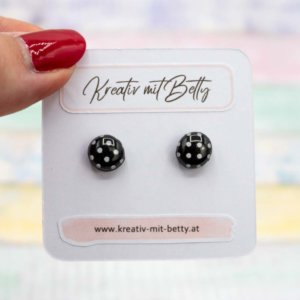 kleine mini Ohrstecker schwarz weiß gepunktet