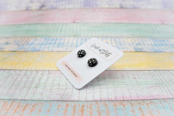 kleine mini Ohrstecker schwarz weiß gepunktet