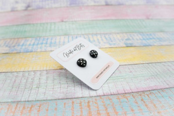 kleine mini Ohrstecker schwarz weiß gepunktet