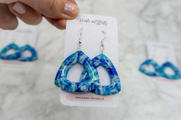 Kunstquarz jade aquamarine ohrringe aus polymer Clay