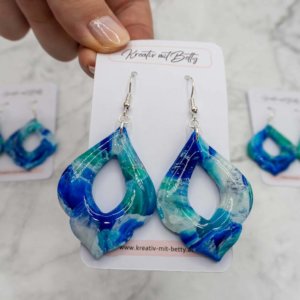 faux stone jade aquamarine ohrringe aus polymer Clay