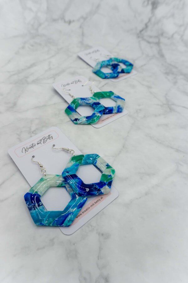 Kunstquarz jade aquamarine ohrringe aus polymer Clay