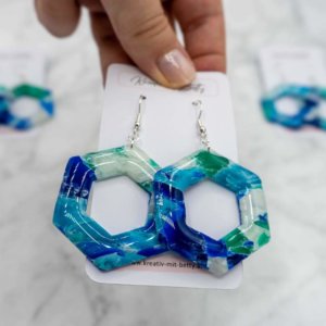 Kunstquarz jade aquamarine ohrringe aus polymer Clay