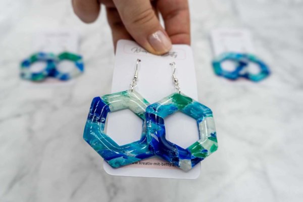 Kunstquarz jade aquamarine ohrringe aus polymer Clay