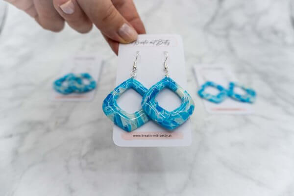 Kunstquarz aquamarine ohrringe aus polymer Clay