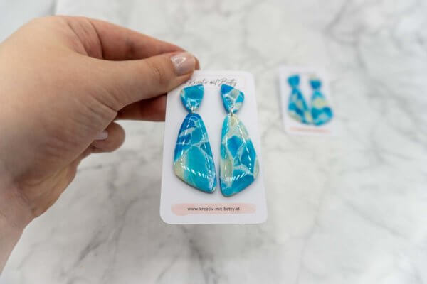 Kunstquarz aquamarine ohrringe aus polymer Clay