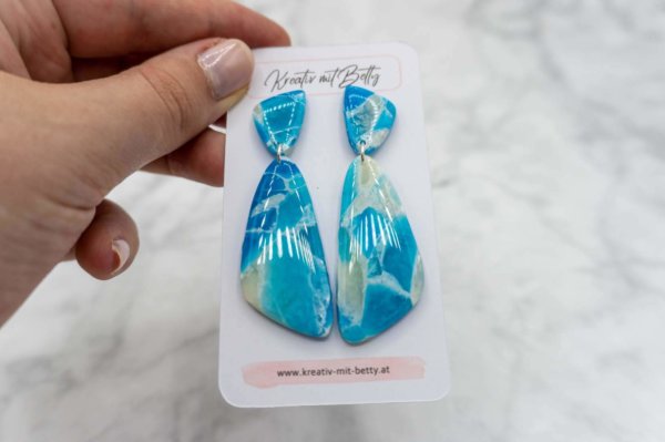 Kunstquarz aquamarine ohrringe aus polymer Clay