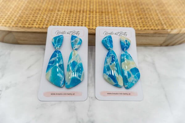 Kunstquarz aquamarine ohrringe aus polymer Clay