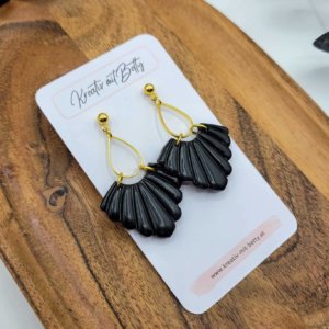 art deco ohrringe schwarz mit gold