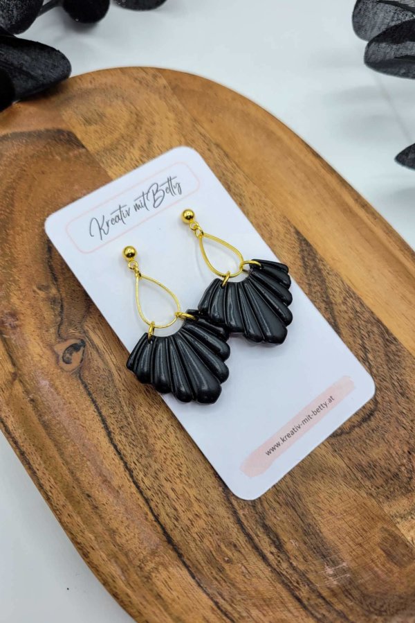art deco ohrringe schwarz mit gold