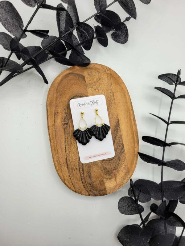 art deco ohrringe schwarz mit gold
