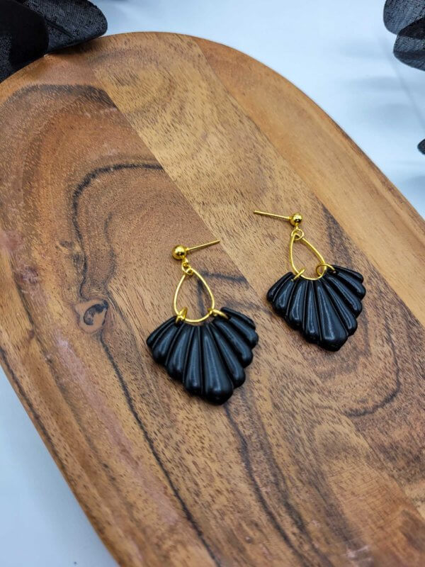 art deco ohrringe schwarz mit gold