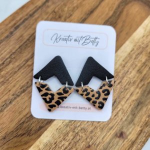 leo print ohrringe schwarz beige