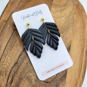 blatt ohrringe schwarz gold