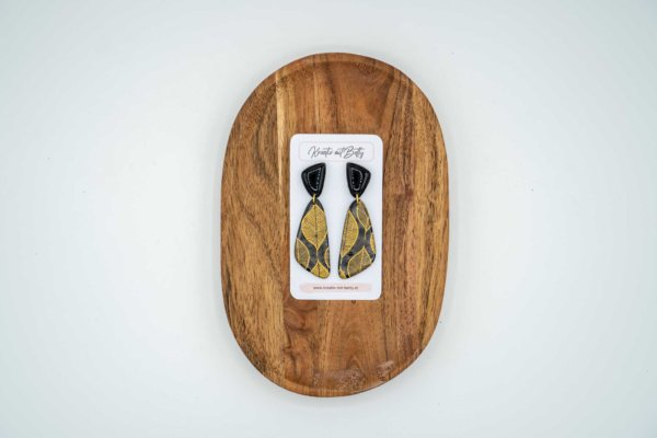 ohrringe schwarz gold mit blattmuster