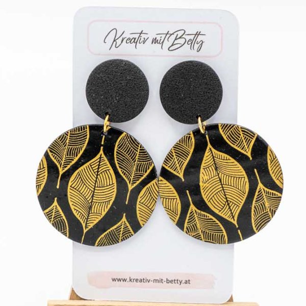 ohrringe schwarz gold mit blattmuster