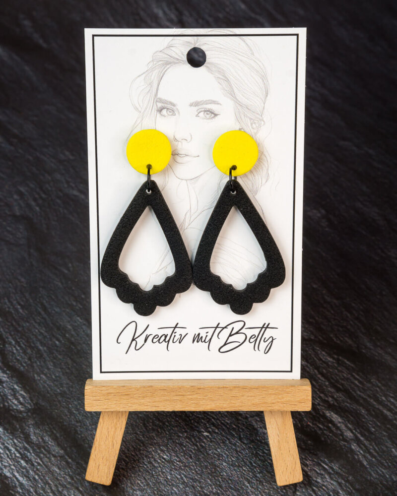 Ohrringe schwarz gelb - handgemacht in Österreich aus Polymer Clay