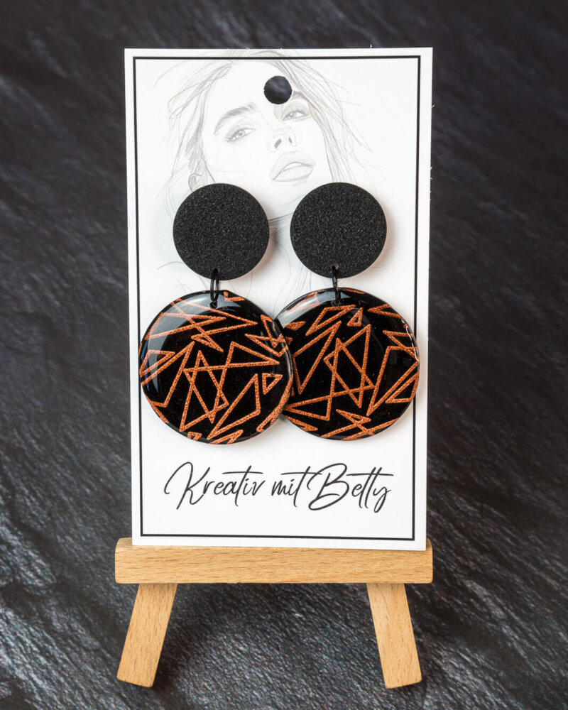 Leichte Ohrringe in schwarz und kupfer rosegold - handgemacht und elegant