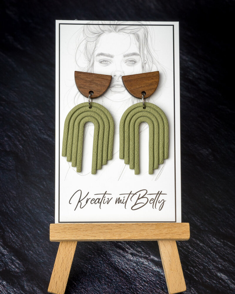 salbeigrüne Ohrringe aus Polymer Clay von Bettina Luger- Kreativ mit Betty