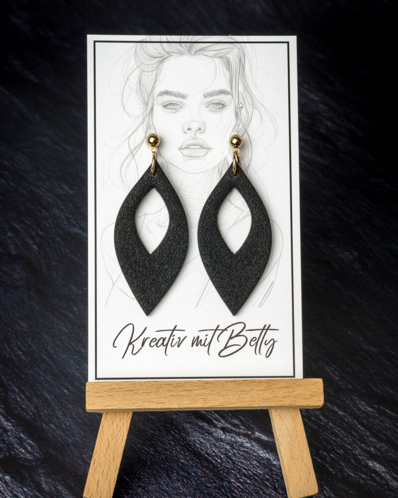schwarze Ohrringe aus Polymer Clay von Bettina Luger- Kreativ mit Betty