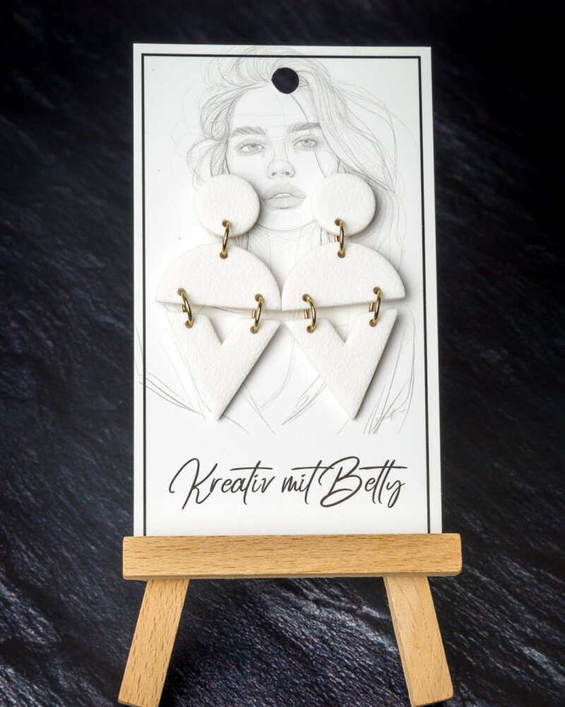 weiße Statement Ohrringe aus Polymer Clay von Bettina Luger- Kreativ mit Betty